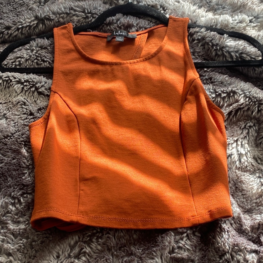 Lulu's Vibrant Orange Crop Top